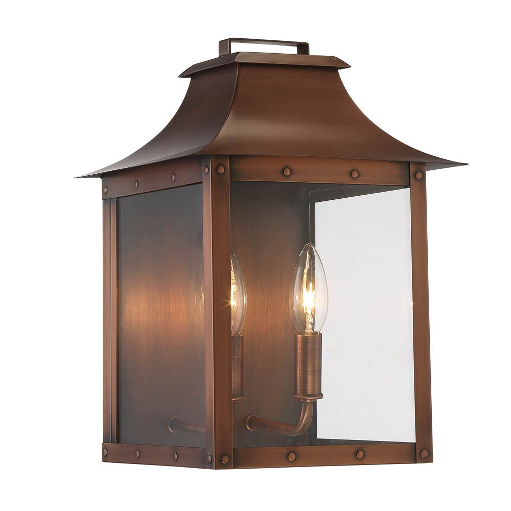 HomeRoots Manchester 2-Light Patina Pocket Wall Light in Copper Finish