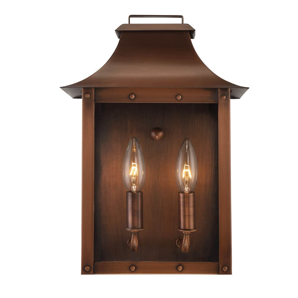 HomeRoots Manchester 2-Light Patina Pocket Wall Light in Copper Finish