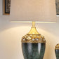 HomeRoots Marble Footed Table Lamp With Gold Accents and Green Finish