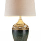 HomeRoots Marble Footed Table Lamp With Gold Accents and Green Finish
