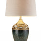 HomeRoots Marble Footed Table Lamp With Gold Accents and Green Finish