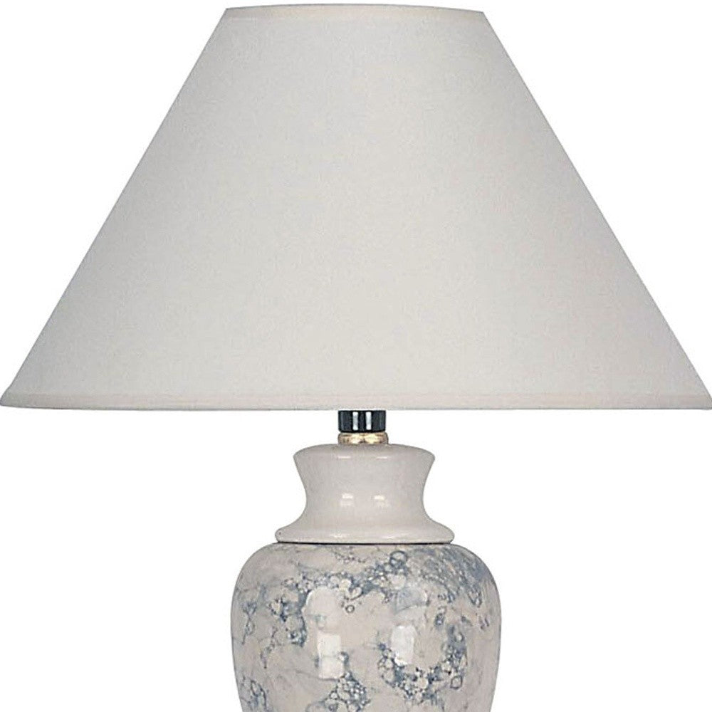 HomeRoots Marbled Ceramic Table Lamp in Ivory Finish