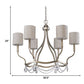 HomeRoots Margaret 6-Light Chandelier With Fabric Shades And Crystal Accents in Washed Gold Finish