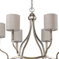 HomeRoots Margaret 6-Light Chandelier With Fabric Shades And Crystal Accents in Washed Gold Finish
