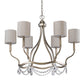 HomeRoots Margaret 6-Light Chandelier With Fabric Shades And Crystal Accents in Washed Gold Finish