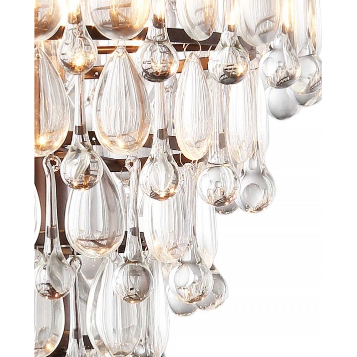 HomeRoots Martinee Antique Bronze And Crystal Inverted Pyramid Chandelier