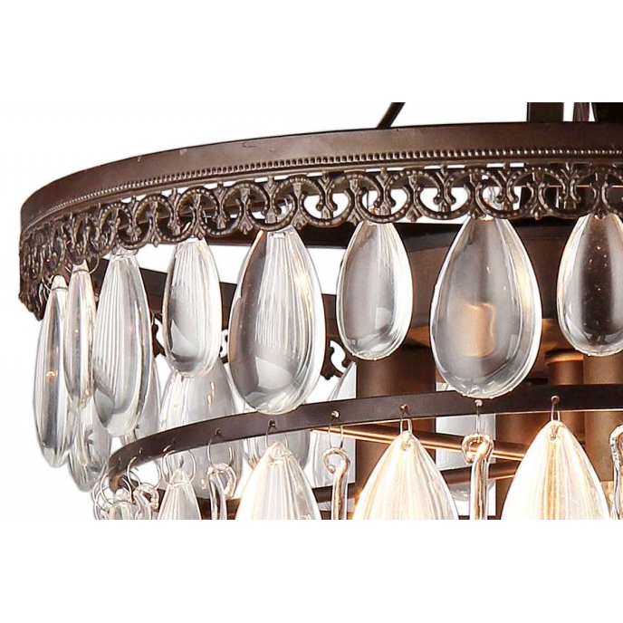 HomeRoots Martinee Antique Bronze And Crystal Inverted Pyramid Chandelier