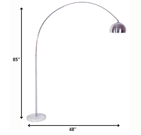 HomeRoots Metal Arched Floor Lamp in Silver Finish