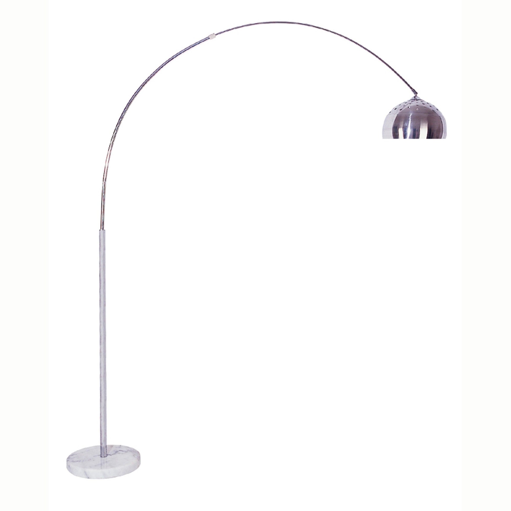 HomeRoots Metal Arched Floor Lamp in Silver Finish