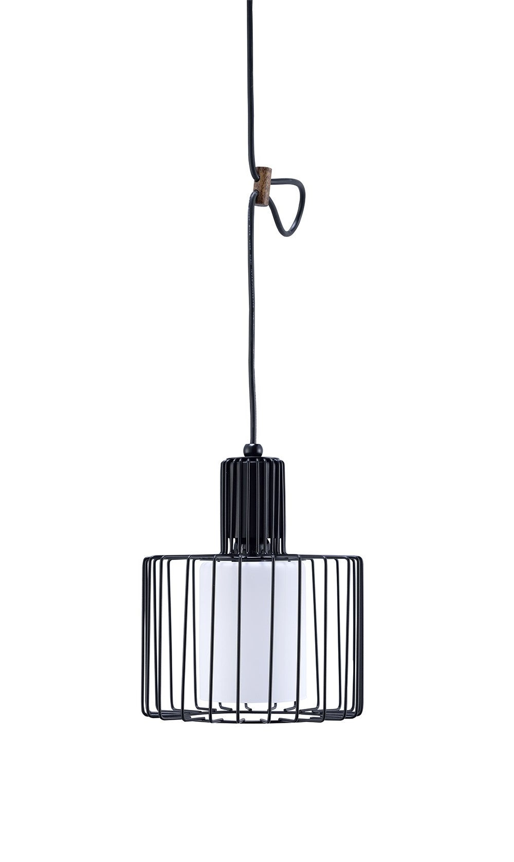 HomeRoots Metal Cage Hanging Light in Black Finish