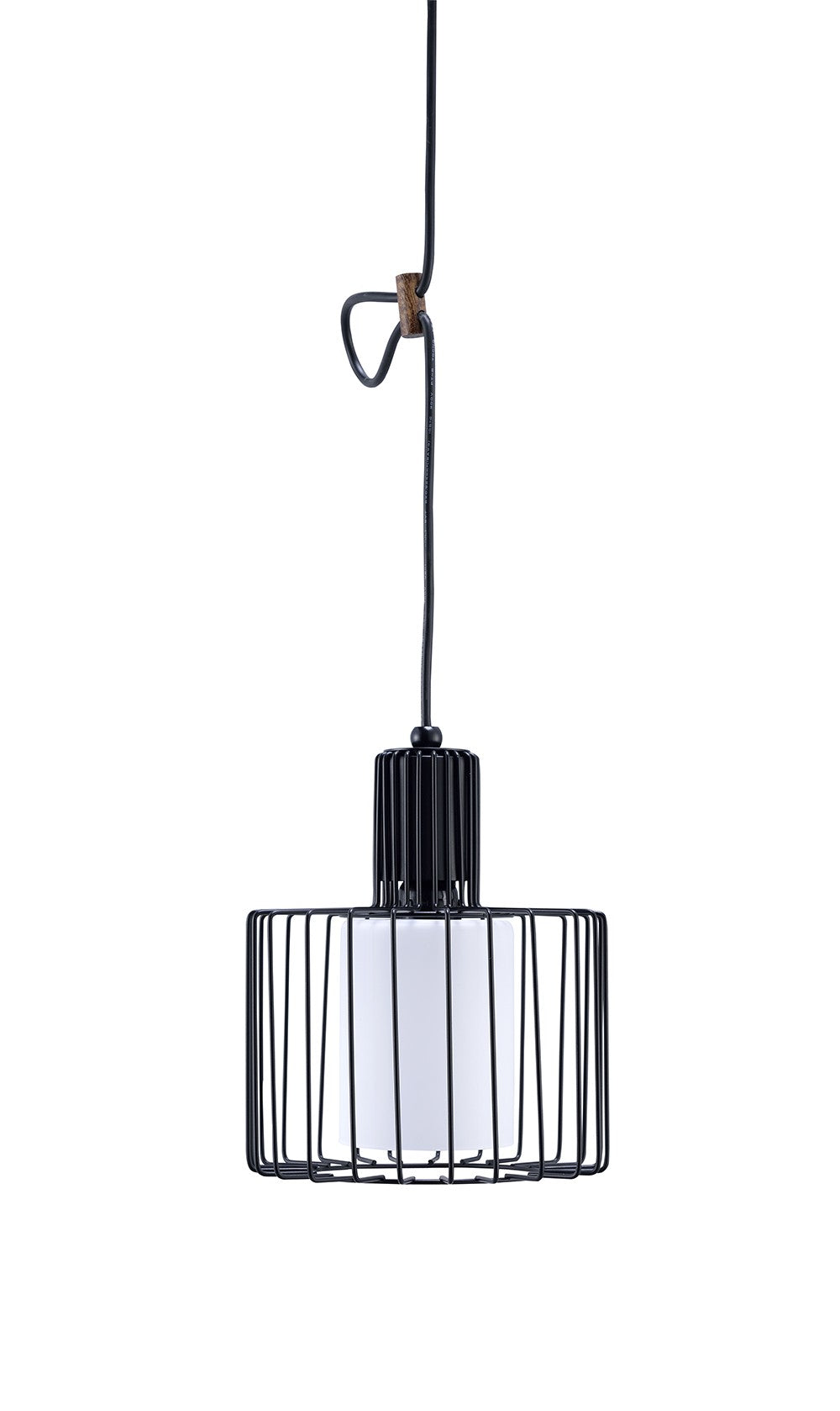 HomeRoots Metal Cage Hanging Light in Black Finish