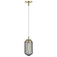 HomeRoots Metal Cage Pendant Hanging Light in Gold and Black Finish