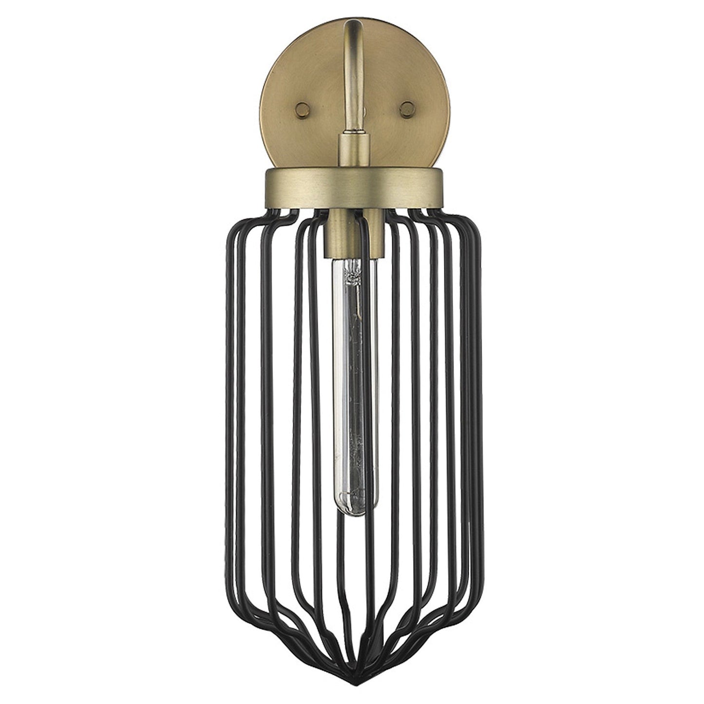 HomeRoots Metal Cage Wall Sconce With Gold and Black Finish