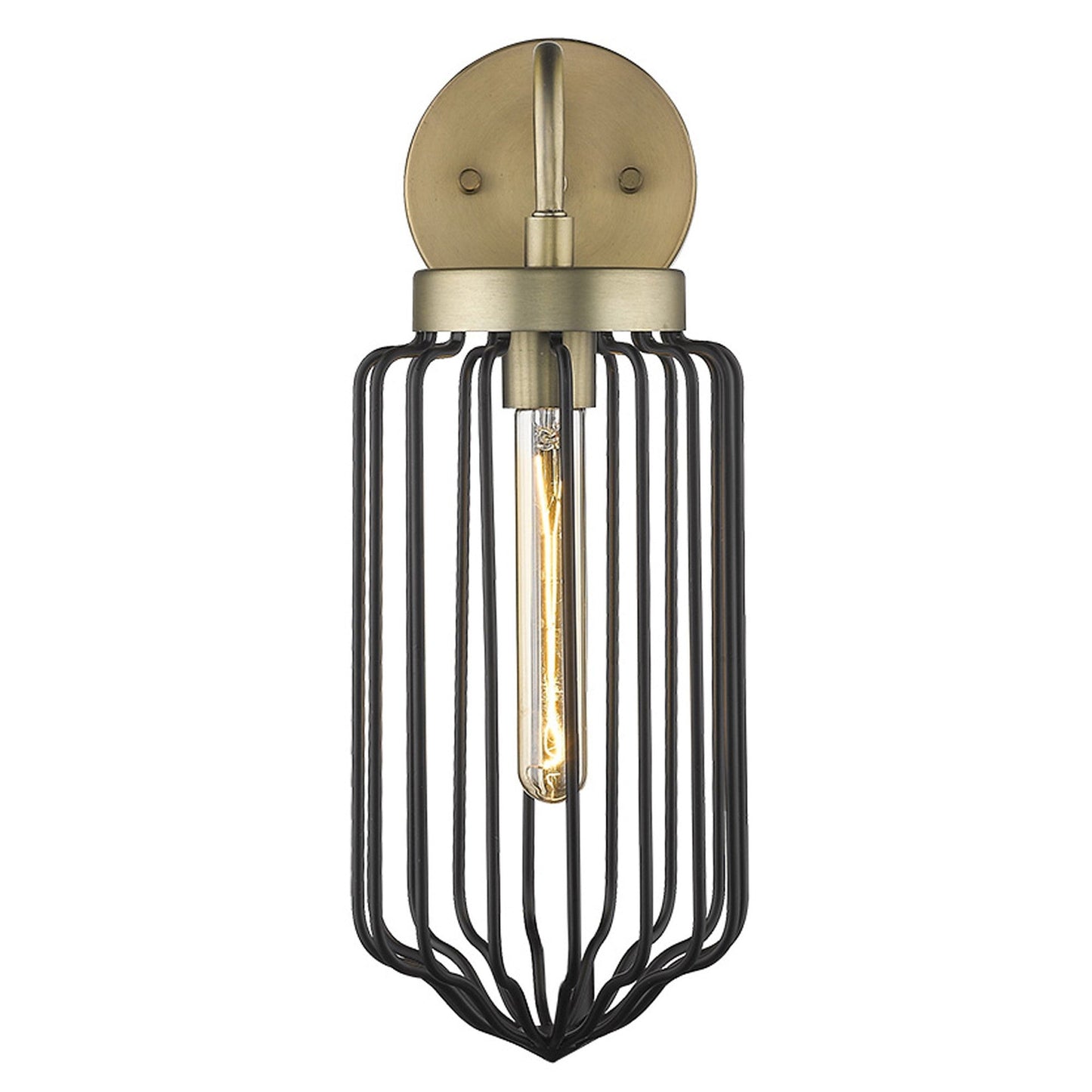 HomeRoots Metal Cage Wall Sconce With Gold and Black Finish