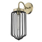 HomeRoots Metal Cage Wall Sconce With Gold and Black Finish