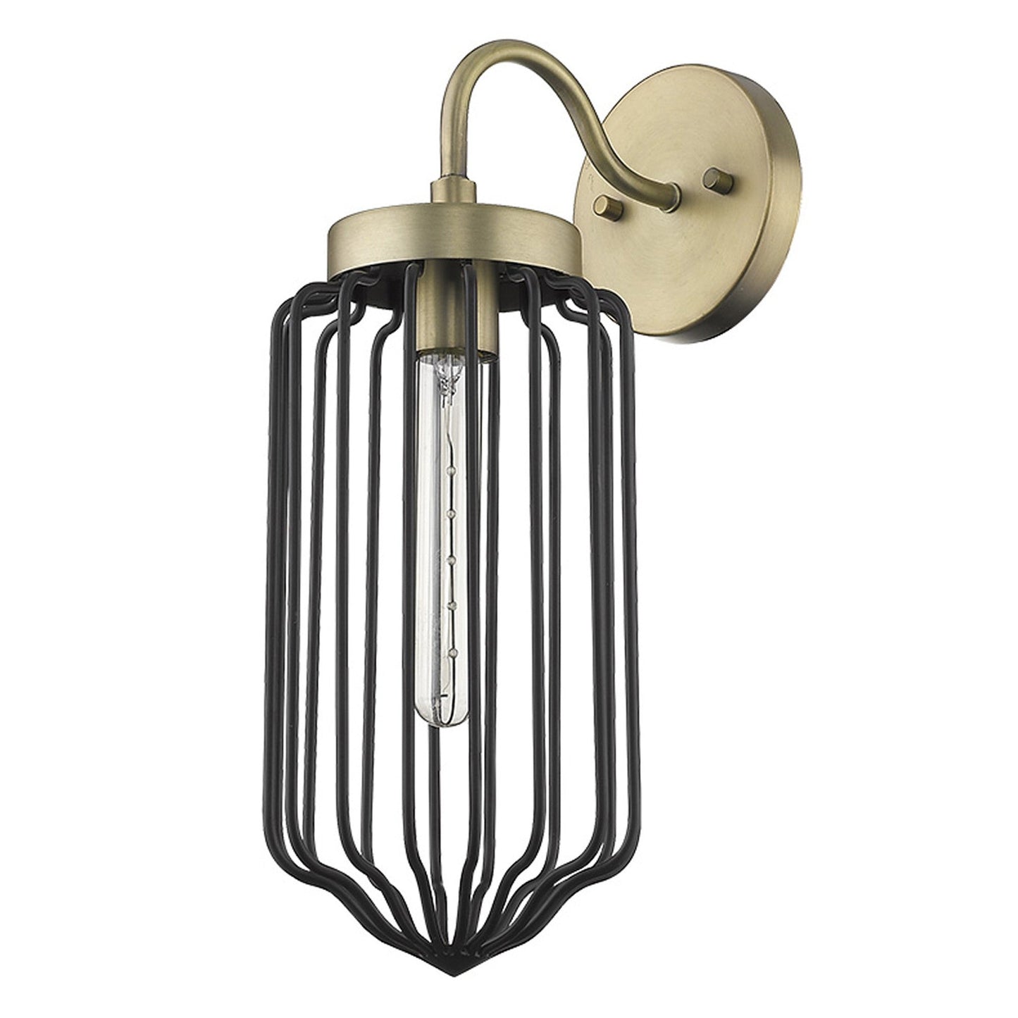 HomeRoots Metal Cage Wall Sconce With Gold and Black Finish