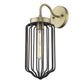 HomeRoots Metal Cage Wall Sconce With Gold and Black Finish