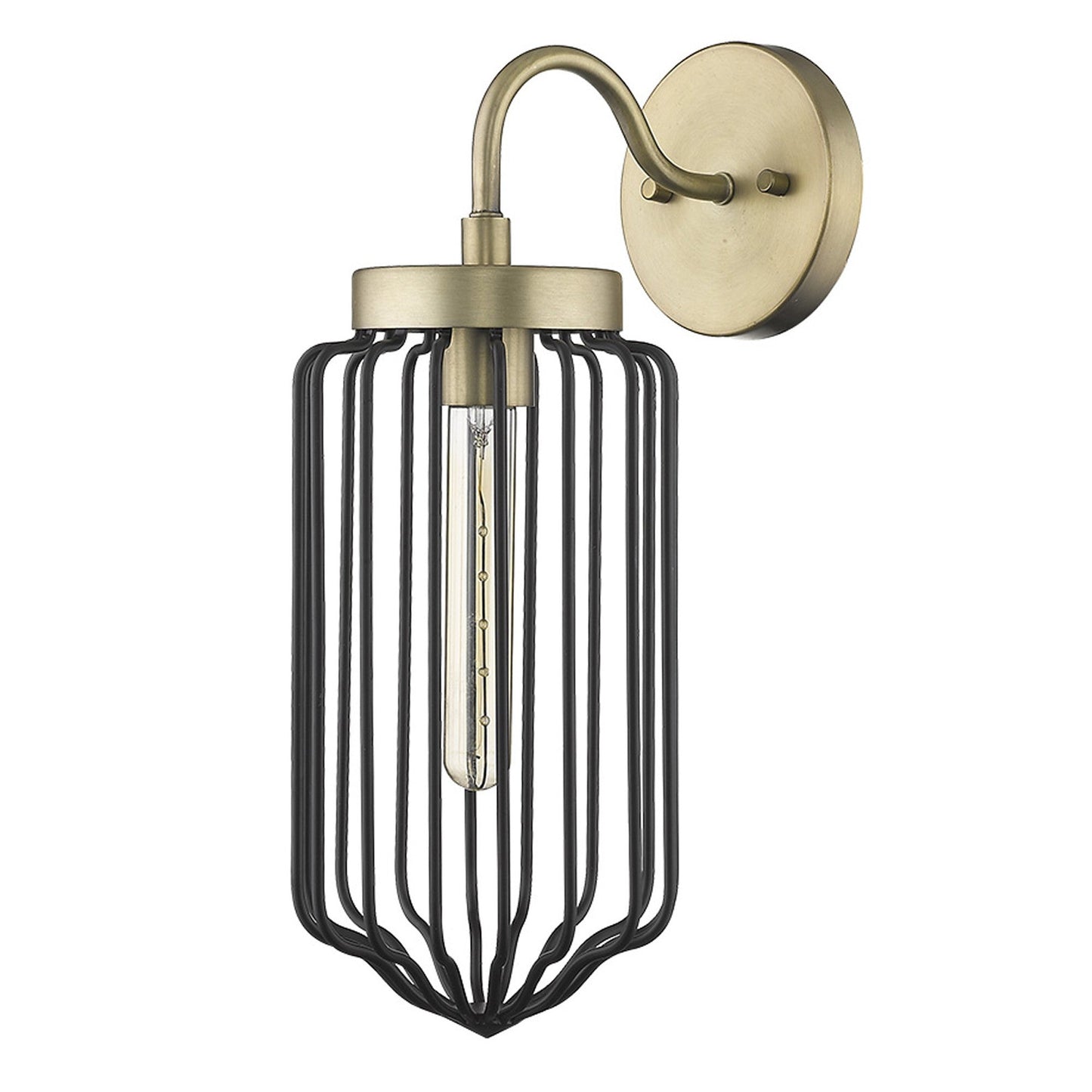 HomeRoots Metal Cage Wall Sconce With Gold and Black Finish