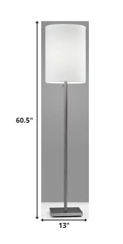 HomeRoots Metal Floor Lamp With Classic Silhouette in Brushed Steel Finish