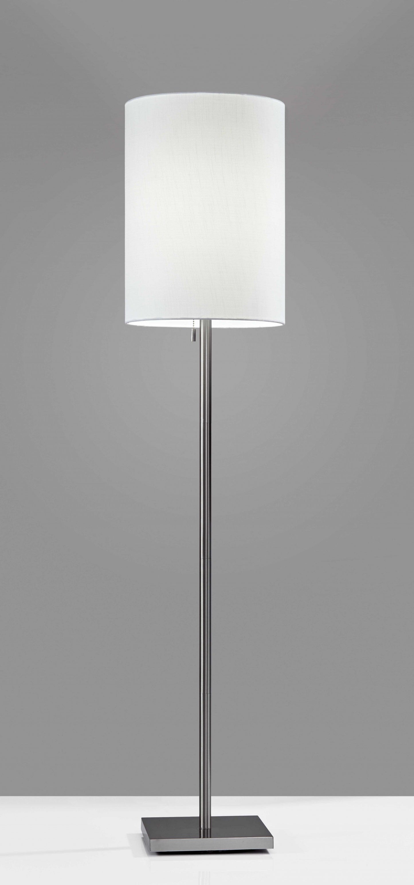 HomeRoots Metal Floor Lamp With Classic Silhouette in Brushed Steel Finish