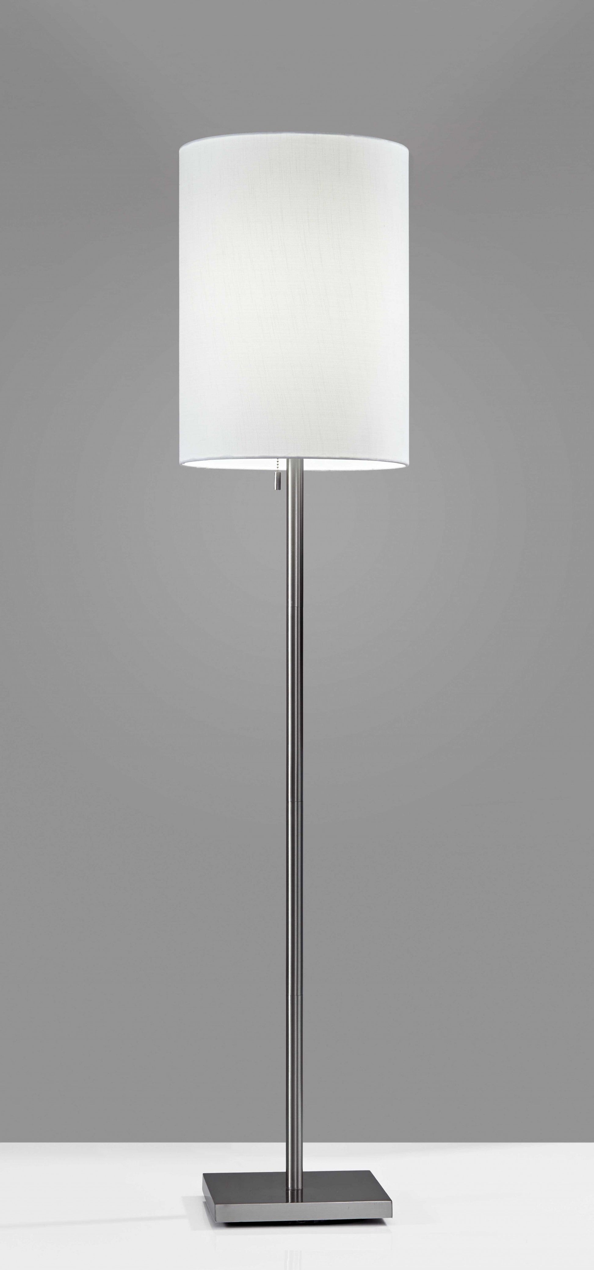 HomeRoots Metal Floor Lamp With Classic Silhouette in Brushed Steel Finish