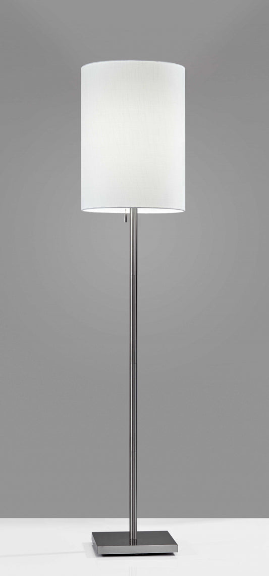 HomeRoots Metal Floor Lamp With Classic Silhouette in Brushed Steel Finish