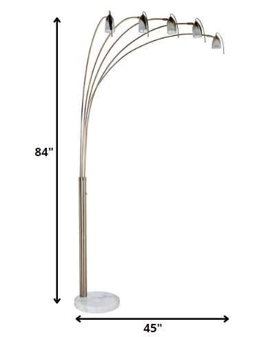 HomeRoots Metal Floor Lamp With Five Adjustable Swing Arms in Dull Gold Finish