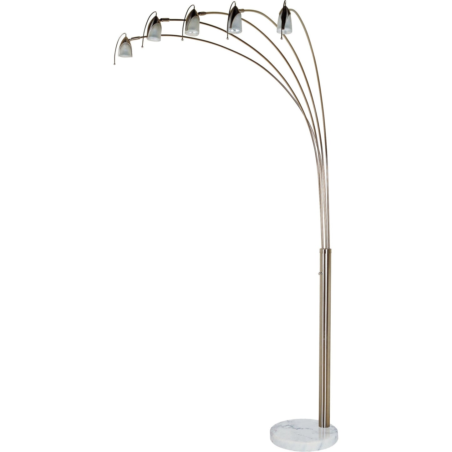 HomeRoots Metal Floor Lamp With Five Adjustable Swing Arms in Dull Gold Finish