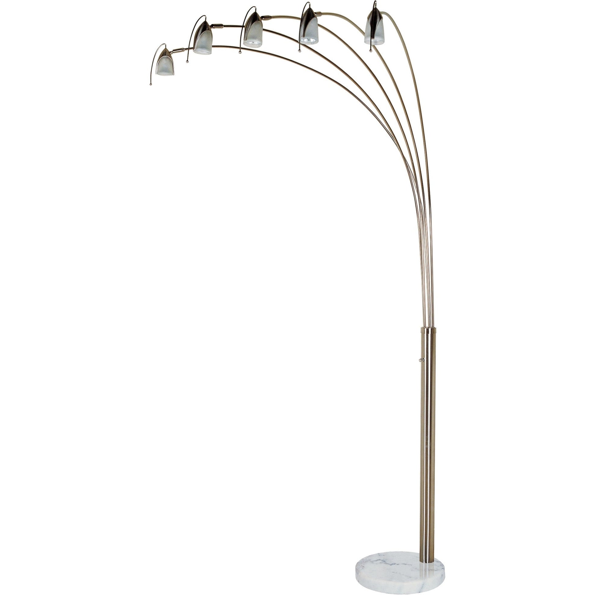 HomeRoots Metal Floor Lamp With Five Adjustable Swing Arms in Dull Gold Finish