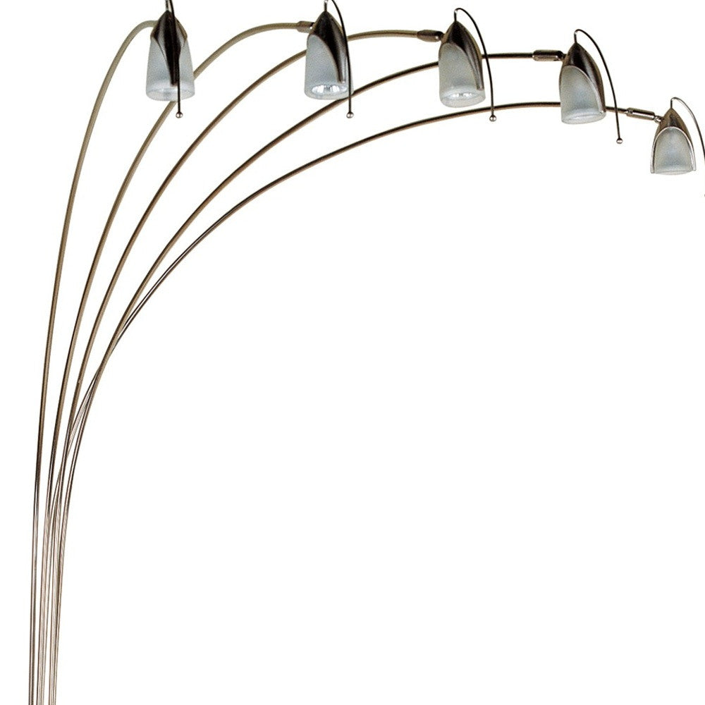 HomeRoots Metal Floor Lamp With Five Adjustable Swing Arms in Dull Gold Finish