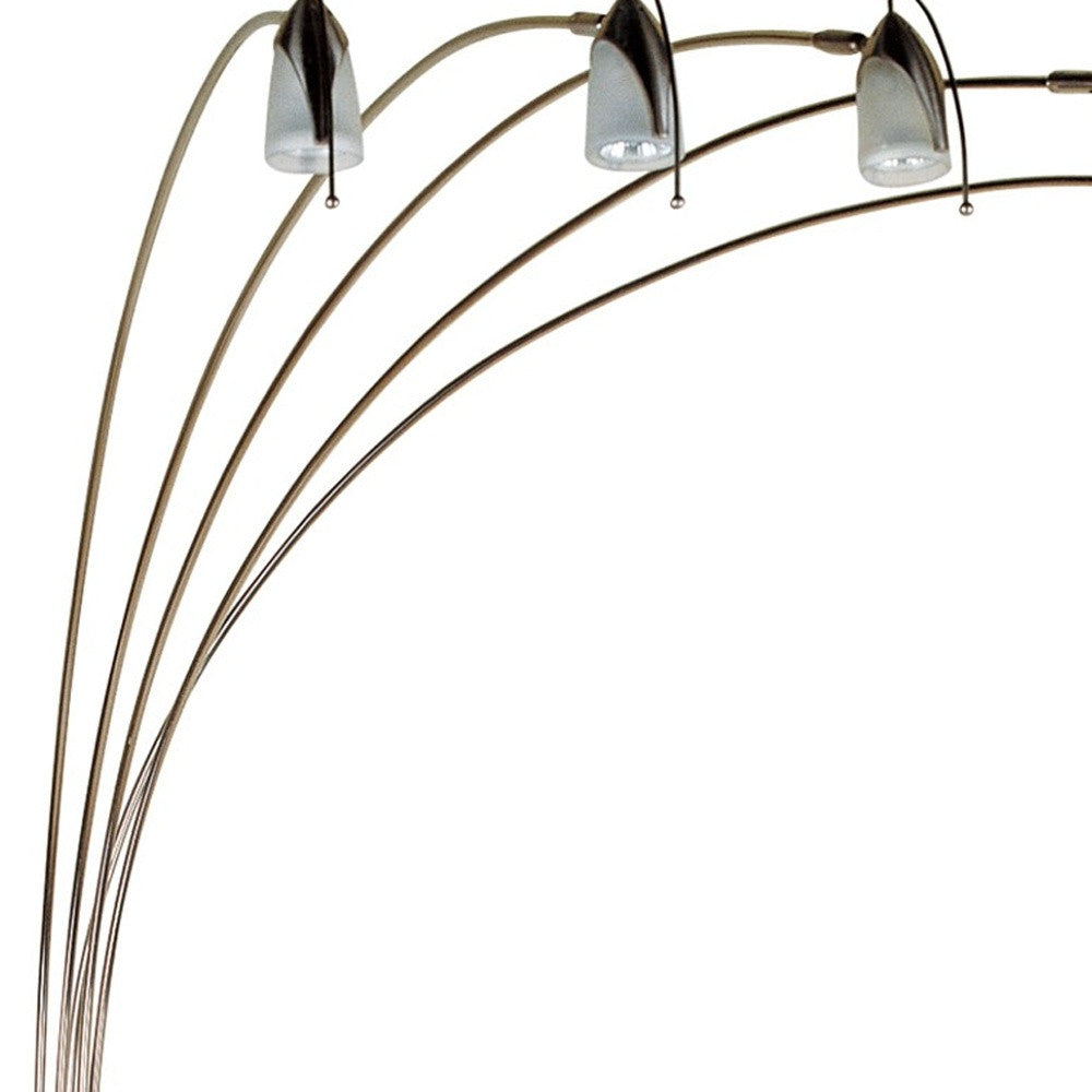 HomeRoots Metal Floor Lamp With Five Adjustable Swing Arms in Dull Gold Finish