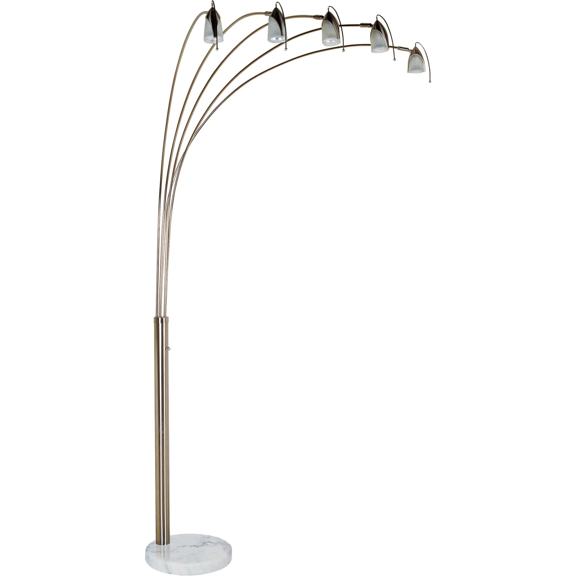 HomeRoots Metal Floor Lamp With Five Adjustable Swing Arms in Dull Gold Finish