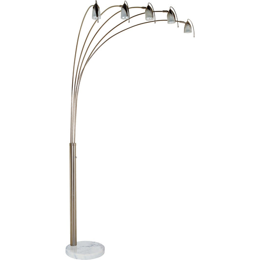 HomeRoots Metal Floor Lamp With Five Adjustable Swing Arms in Dull Gold Finish