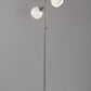 HomeRoots Metal Floor Lamp With Three Adjustable Globes in Brushed Steel Finish