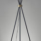 HomeRoots Metal Floor Lamp With Tripod Leg and Antique Brass Accent in Black Finish