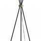 HomeRoots Metal Floor Lamp With Tripod Leg and Antique Brass Accent in Black Finish