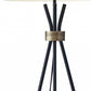 HomeRoots Metal Floor Lamp With Tripod Leg and Antique Brass Accent in Black Finish