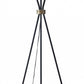 HomeRoots Metal Floor Lamp With Tripod Leg and Antique Brass Accent in Black Finish