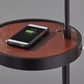 HomeRoots Metal Floor Lamp With Wireless Charging Task Shelf in Matte Black Finish