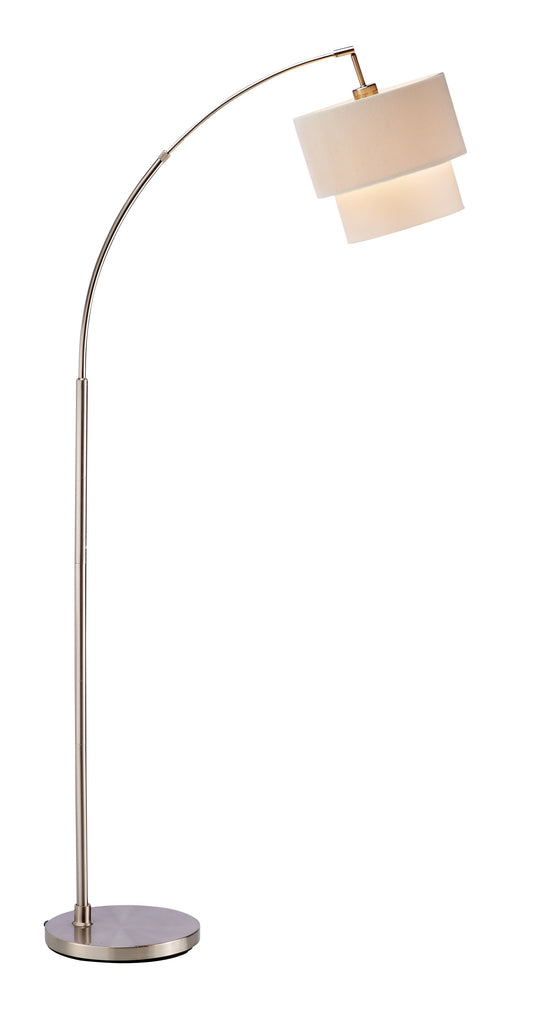 HomeRoots Metal Floor Lamp with Adjustable Arc in Brushed Steel Finish