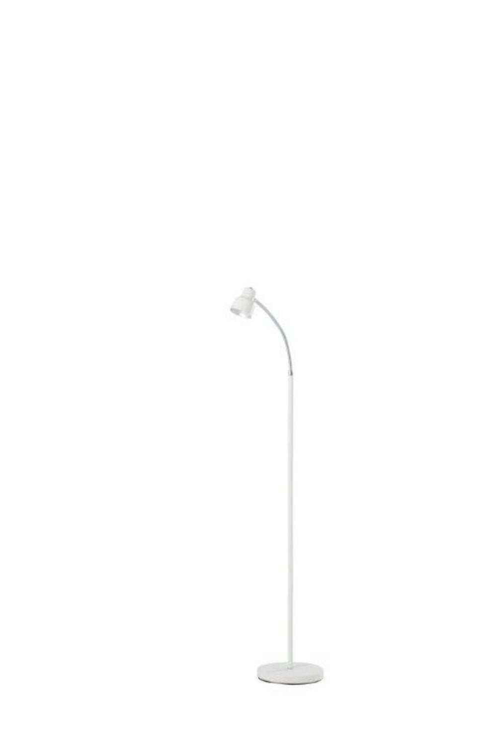 HomeRoots Metal Gooseneck Floor Lamp With White and Silver Finish