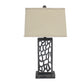 HomeRoots Metal Table Lamp With Multi Mini Grotto Pattern In Silver Finish
