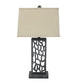 HomeRoots Metal Table Lamp With Multi Mini Grotto Pattern In Silver Finish