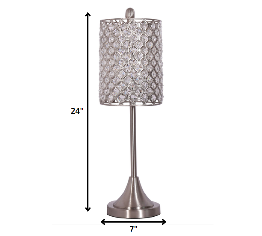 HomeRoots Metal Table Lamps With Crystal Bead Shade in Set of 2