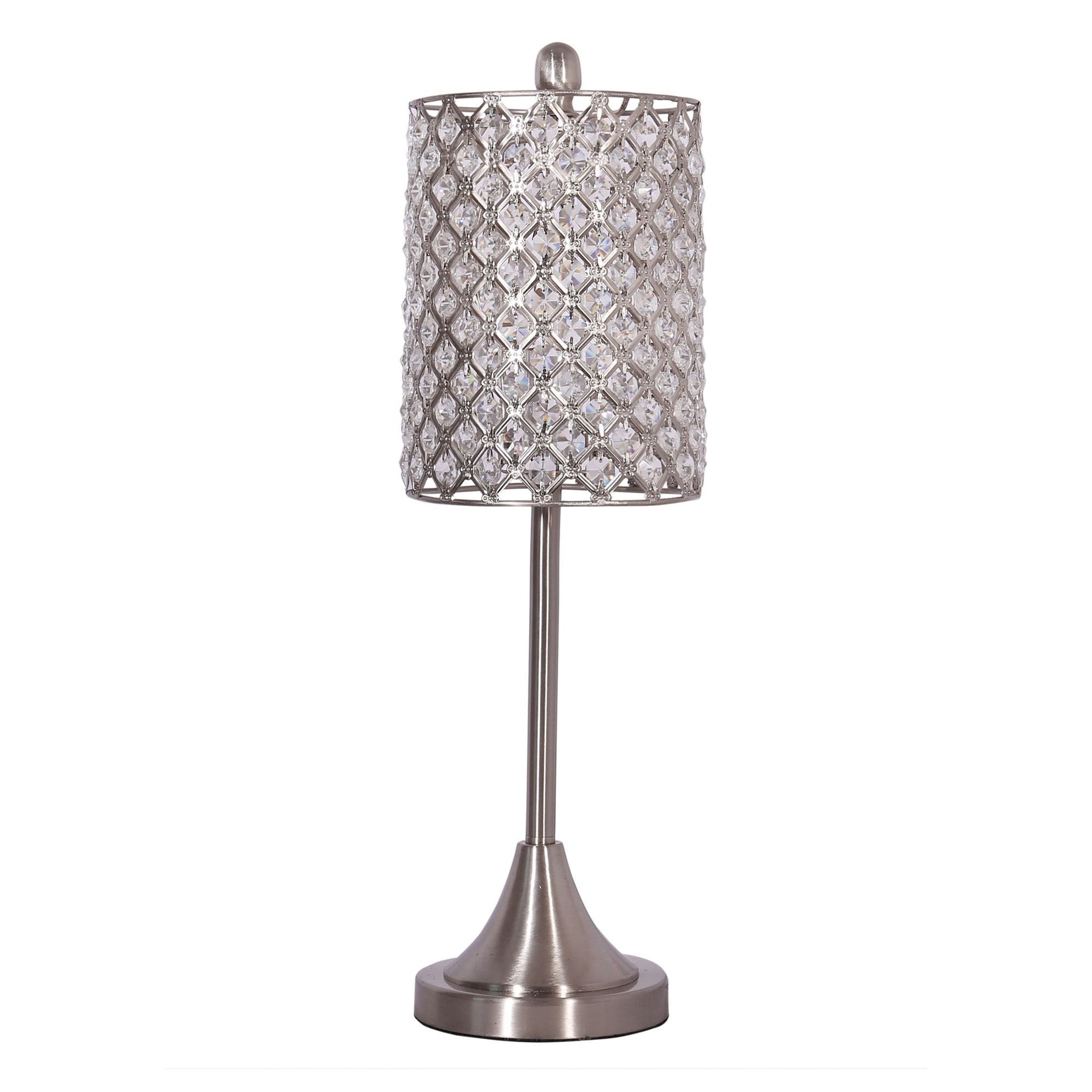 HomeRoots Metal Table Lamps With Crystal Bead Shade in Set of 2