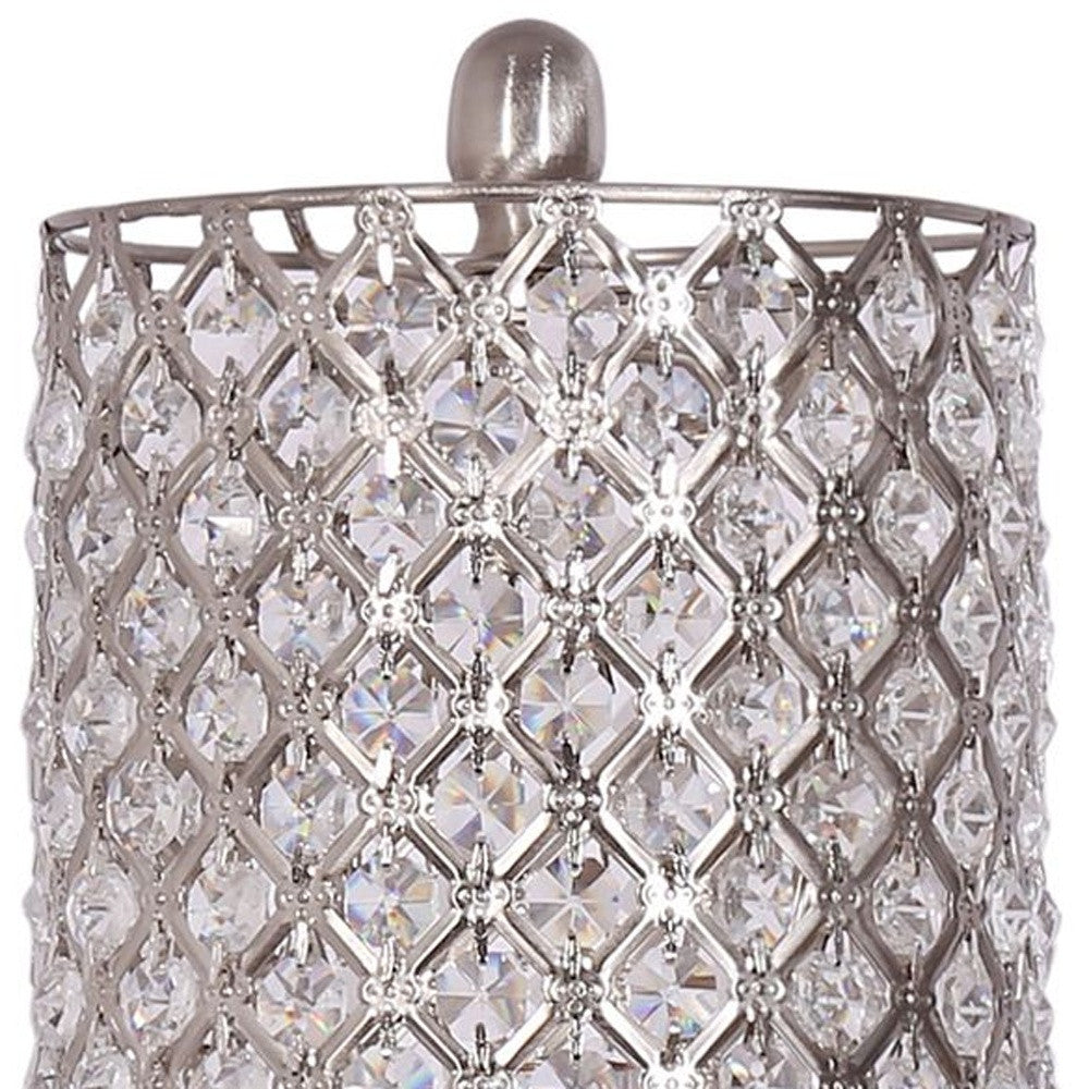 HomeRoots Metal Table Lamps With Crystal Bead Shade in Set of 2