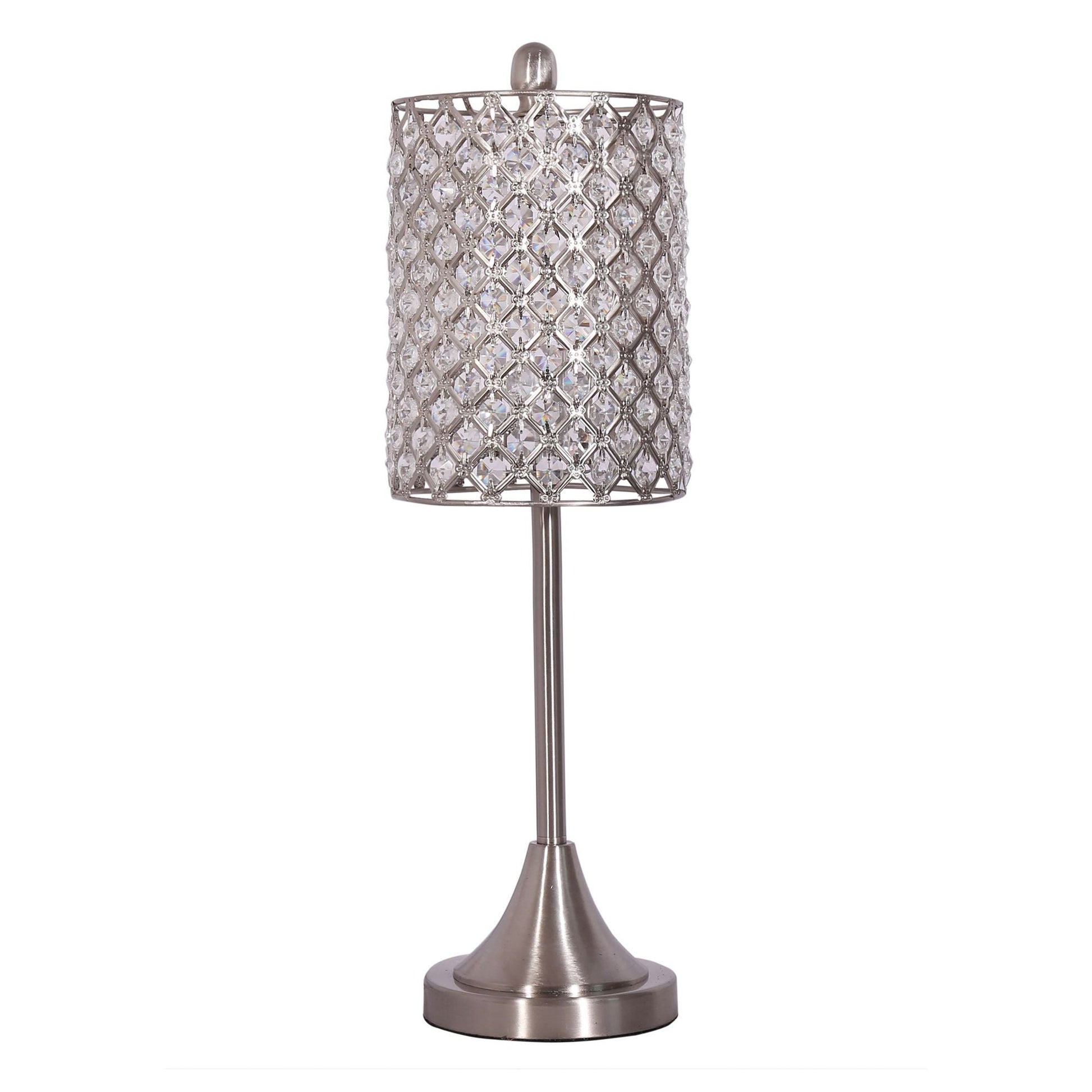 HomeRoots Metal Table Lamps With Crystal Bead Shade in Set of 2