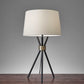 HomeRoots Metal Tripod Leg in Black with Antique Brass Accent Table Lamp