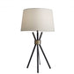 HomeRoots Metal Tripod Leg in Black with Antique Brass Accent Table Lamp