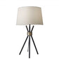 HomeRoots Metal Tripod Leg in Black with Antique Brass Accent Table Lamp